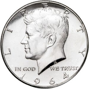 1964-Kennedy-Half-Dollar-90%-BS-UNC