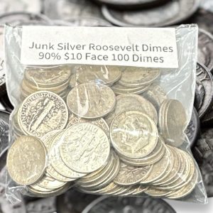 Junk-Silver-Roosevelt-Dimes-90%-$10-FACE-100 Dimes