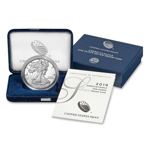 2019 -W 1oz Silver Eagle Proof Box COA