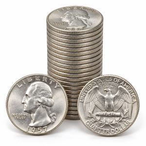 1957_BU_Washington_Quarter_Roll,_40_Coins
